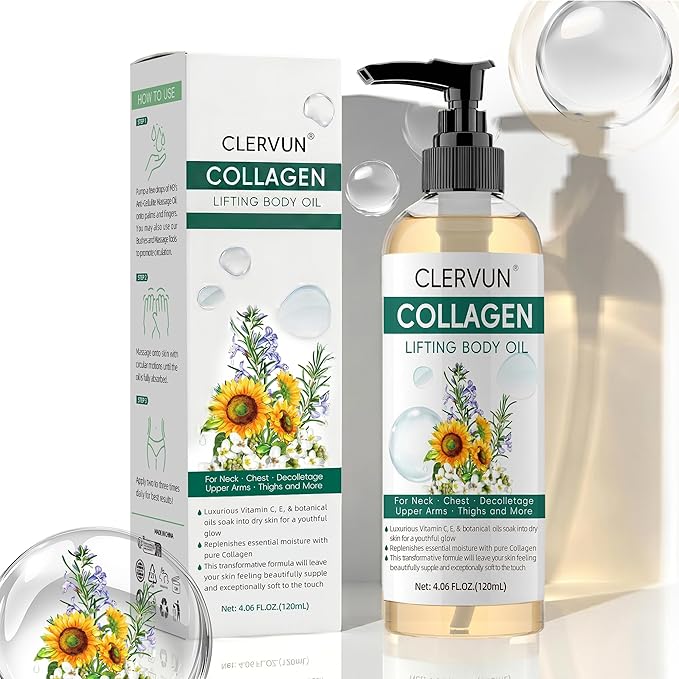 Collagen Lifting Body Oil After Shower - Hydrating Body Oil Firming for Skin Tightening, Visible Anti Aging Moisturizing Collagen Oil, Fast-Absorbing Non-Greasy for Smooth Radiant Skin, 4.06 Fl Oz