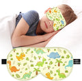 Kids Sleep Mask Eye Cover: 100% Real Natural Pure Silk Eye Mask with Adjustable Strap, Funny Blindfold Kids Eye Mask for Sleeping, Soft & Lightweight Eye Shade for Boys Girls Teens (Dinosaur Style)