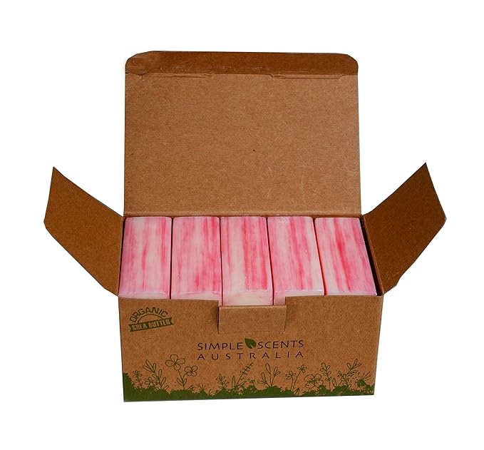 Simple Scents Australia Melon Strawberry Scented Natural Soap Bars (5 Bars), 3.5oz Moisturizing French Triple Milled Soap Bars Enriched with Shea Butter - Pure Plant Oil Bath & Body