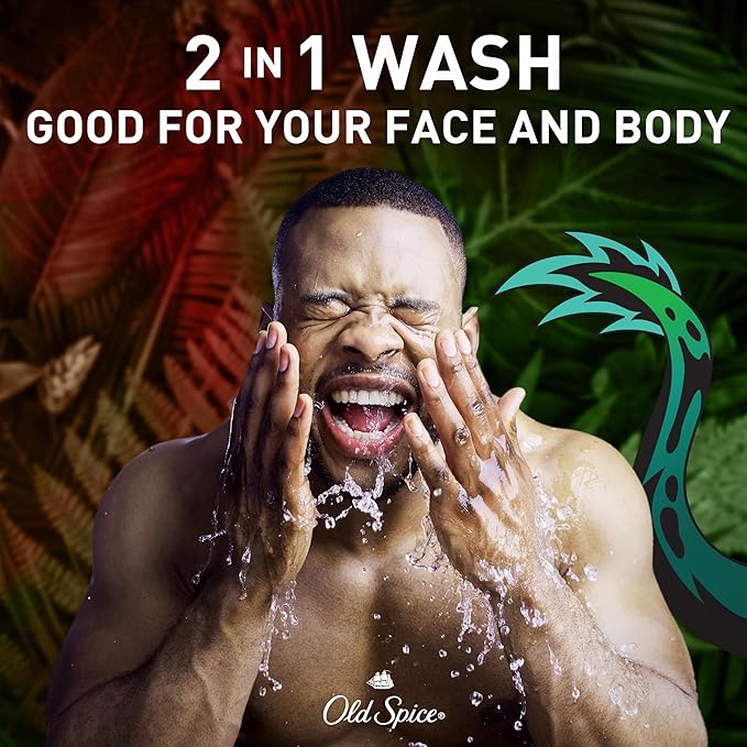 Old Spice Cleansing Body Wash for Men, 3X Defense, 24/7 Shower Fresh with Lasting Scent, 2-in-1 Body & Face Wash, Dragonblast Scent, 33.4 (Pack of 4)