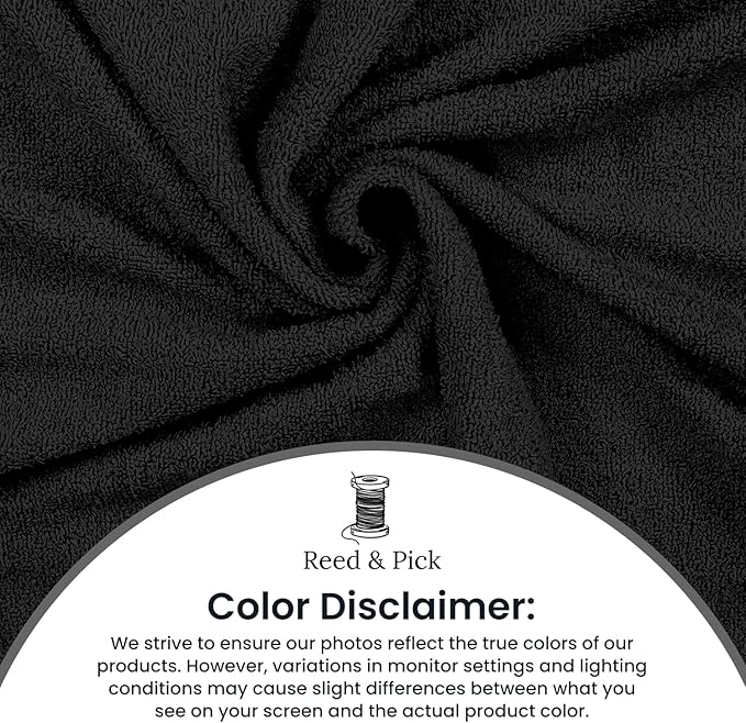 Reed&Pick Salon Towels – 50 Pack Black Hand Towels 100% Cotton Spa Towel – 16x27 inches Highly Absorbable Facial, Gym, Hair, Face, Bulk Small Towels