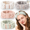 4 Pack Microfiber Towel Headbands for Washing Face, Spa & Skincare for Women (Beige, Flesh Pink, Grey, Green)