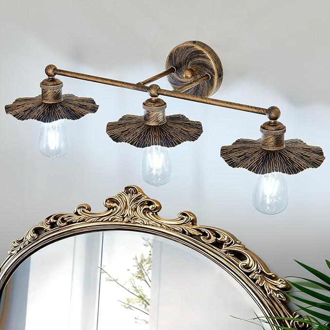 ZGLAOJT 3 Light Vintage Vanity Light Oil Rubbed Bronze Bathroom Light Fixtures Over Mirror.
