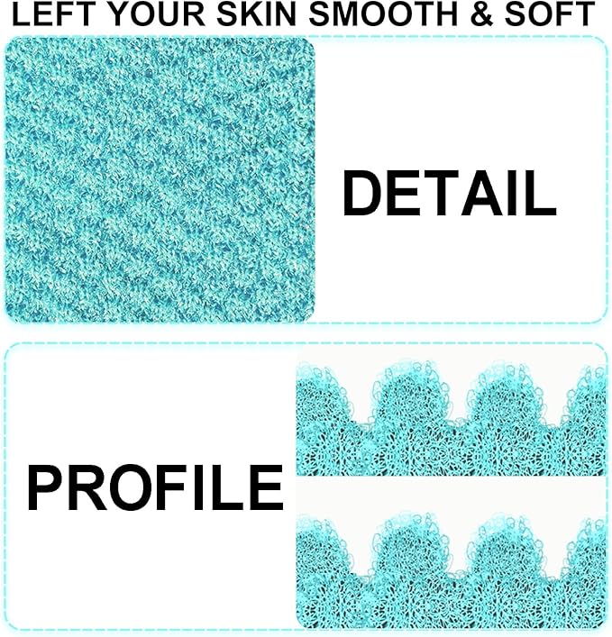 Evridwear Exfoliating Glove Shower Gloves Exfoliate Dead Skin for Dry Sensitive Skin No Irritation with Hanging Loop (Angel Blue Deep Exfoliation)