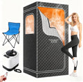 Garvee Sauna Box,Portable Sauna for Home with 4L 1500W Steamer,Explosion Zroof Zip,99 Mins Timer,Sauna Tent with 600D Encrypted Fibre, Easy Setup Quick Heat-Up Foldable Sauna for Home Spa（Grey）