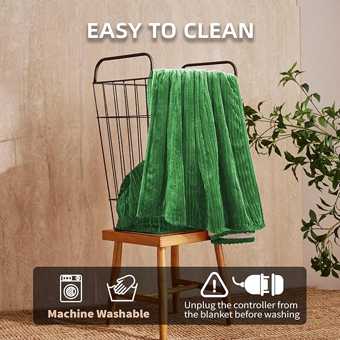 JET'S HOME Heated Blanket 50"x60" - ETL Certified Flannel Electric Blanket Throw Machine Washable Heating Throw with 9 Heating Levels 10 Hours Adjustable Auto-Off (Grove Green)