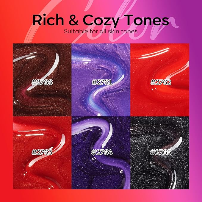 modelones Color Changing Gel Nail Polish Set, 6 Colors Temperature Changing Mood Red Black Blue Glitter Gel Polish Colors Collection Soak Off Holiday Salon DIY at Home