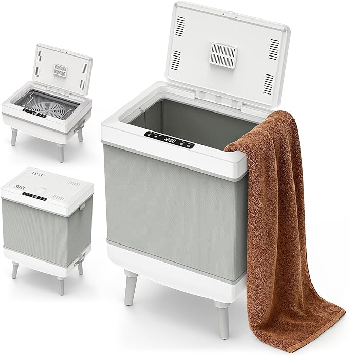 Large 35L Blanket & Towel Warmer for Bathroom – Foldable Fabric Warmer with Timer, Rapid PTC Heating, Fits Blankets, Robes & Towels, Safe Overheat Protection