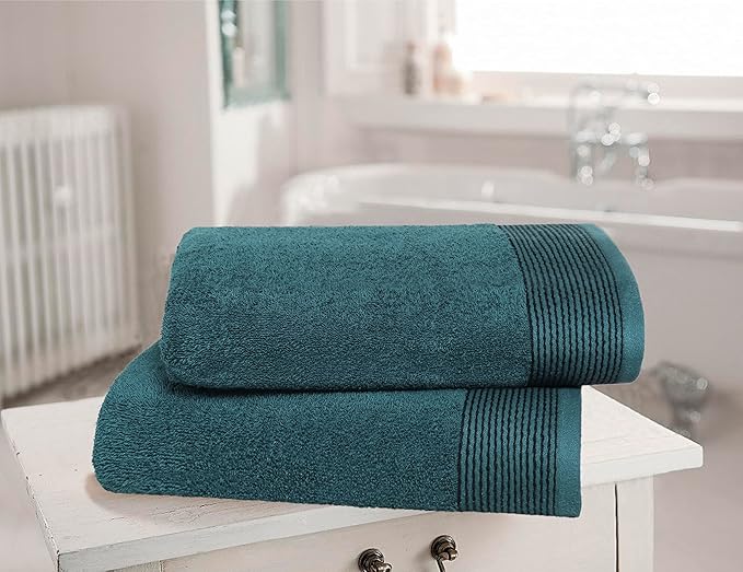 Belizzi Home Ultra Soft 2 Pack Oversized Bath Towel Set 28x55 inches, 100% Cotton Large Bath Towels, Ultra Absorbant Compact Quickdry & Lightweight Towel, Ideal for Gym Travel Camp Pool - Teal