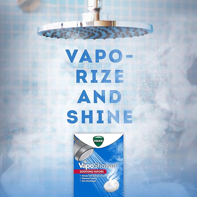 Vicks VapoShower, Shower Tablet, Shower Bomb, Aromatherapy Vapors, Eucaplytus & Menthol, Soothing Non-Medicated Vapor Steam, 5ct (Pack of 2)