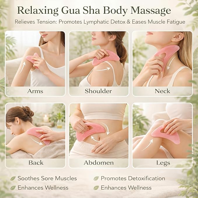 BBTO 2 Pcs Body Gua Sha Tool Large Resin Scraping Tools with Handle for Back, Neck, Face, Leg - Lymphatic Drainage, Cellulite Removal, Muscle Relief (Pink)