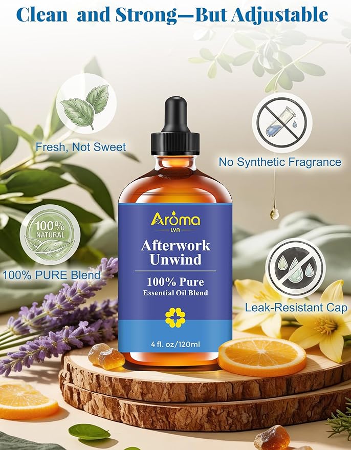 Afterwork Unwind — A 100% Pure Essential Oil Blend Bright Citrus-Floral Diffuser Blend that Helps You Switch Off The Noise of The Day, Essential Oils for Diffusers for Home