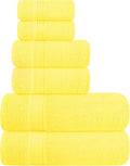 Elvana Home Ultra Soft 6 Pack Cotton Towel Set, Contains 2 Bath Towels 28x55 inch, 2 Hand Towels 16x24 inch & 2 Wash Coths 12x12 inch, Ideal for Everyday use, Compact & Lightweight - Yellow