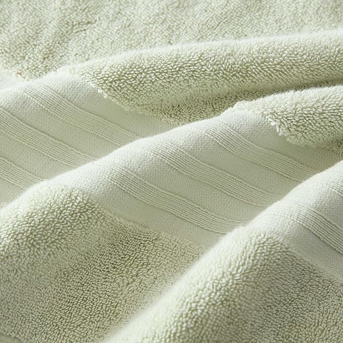 Martha Stewart - Bath Towels, Soft & Absorbent 100% Cotton Towels, Plush 700 GSM, 6-Piece Bathroom Towel Set with Textured Dobby Weave (Skyland Manor Green)
