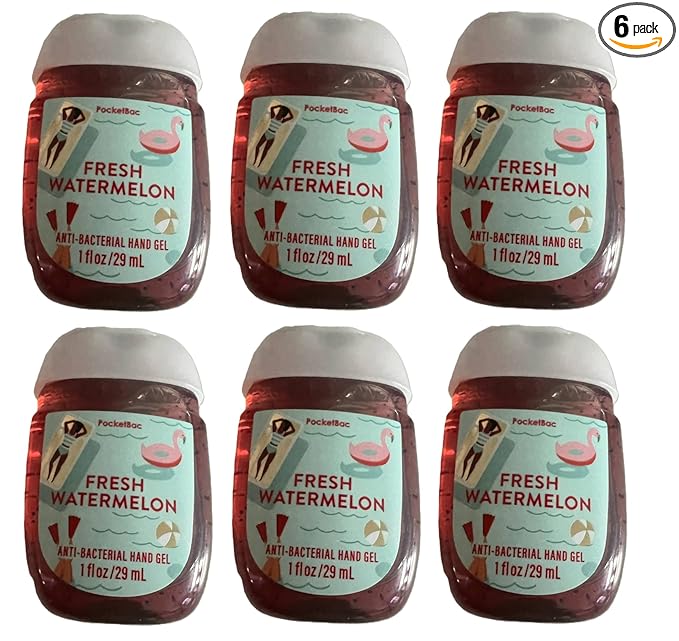Bath and Body Works Classic and Seasonal Scents Pocketbac Gel Sanitizers - Pack of 6-1 oz each (Fresh Watermelon)