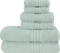 BOUTIQUO 6 Pack Cotton Towel Set, Contains 2 Bath Towels 28x55 inch, 2 Hand Towels 16x24 inch & 2 Wash Coths 12x12 inch, Ideal Everyday use, Ultra Soft Compact & Lightweight - Sea Green
