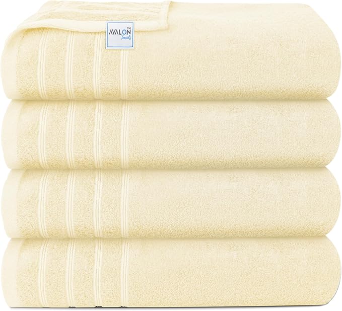 Avalon Towels Bath Towels Set of 4, Size 30 x 60 Inches, Highly Soft and Absorbent, Quick Drying, Lightweight, Perfect for Daily Use