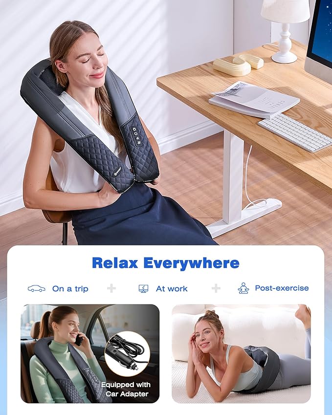 KINGJOY Neck and Shoulder Massager with Heat, Mothers Day Gifts, Shiatsu Neck and Back Massager for Back, Shoulder, Legs, 2026 Upgraded 4D Kneading Deep Tissue Pain Relief, Gifts for Women/Men/Mom/Dad
