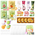 28PCS Spa Party Supplies For Girls, Spa Birthday Party Favors For 4 People, Spa Day Kit With Bath Bombs, Eye Mask, Lip Balm, Face Mask, Hand Cream, Compressed Towel, Gift Bag, Sleepover Spa Gift Set