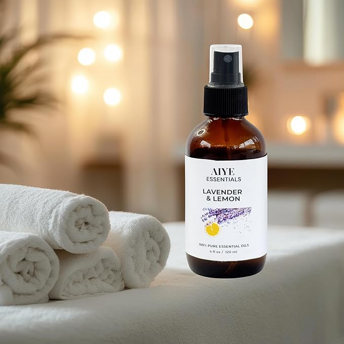 AIYE Essentials Lavender and Lemon Essential Oil Spray, 100% Pure Aromatherapy Mist, Linen & Room Spray 4 fl oz, 120 ml