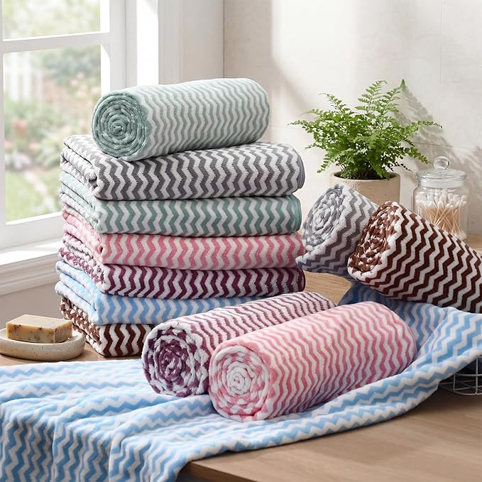 SmoothNovelty 18 Pack Microfiber Bath Towels Bulk 27'' x 60'' Oversized Size Bath Towel Highly Absorbent Extra Large Soft Drying for Beach Shower Summer Salon Sport Gym Party (Wave,Pastel)
