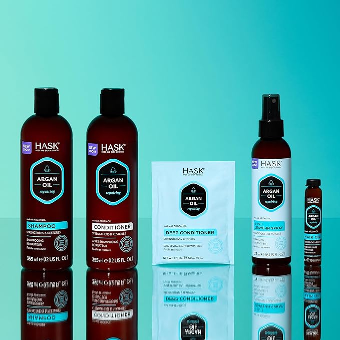 HASK ARGAN OIL Repairing Deep Conditioner Treatments for all hair types, color safe, gluten free, sulfate free, paraben free - Pack of 6