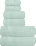 Elvana Home Ultra Soft 6 Pack Cotton Towel Set, Contains 2 Bath Towels 28x55 inch, 2 Hand Towels 16x24 inch & 2 Wash Coths 12x12 inch, Ideal Everyday use, Compact & Lightweight - Sea Green