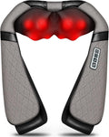 Blue Elf Shiatsu Electric Neck Back Massager Pillow 3D Kneading with Heat for Shoulder, Lower Back, Foot, Leg Muscles Pain Relief Relax in Car Office and Home (Gray)
