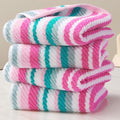 VOOVA & MOVAS Cotton Hand Towels Set of 4, 16"x27" - Quick Dry, Soft & Absobent & Lightweight, Striped Hand Towels for Bathroom & Showering, Luxury Towel Gift Set, Pink and Teal Stripe