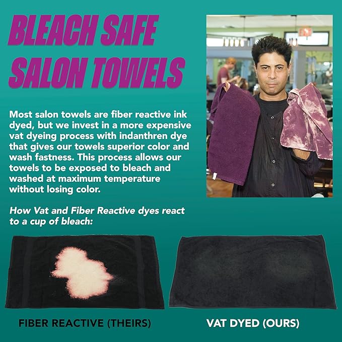 Arkwright Bleach Resistant Salon Towels Bulk - 100% Cotton Hair Towels, Soft, Absorbent, Quick Dry Spa & Barber Towels for Hair Stylist, Nail Salon & Esthetician, 16 x 27, Eggplant (Case of 144)