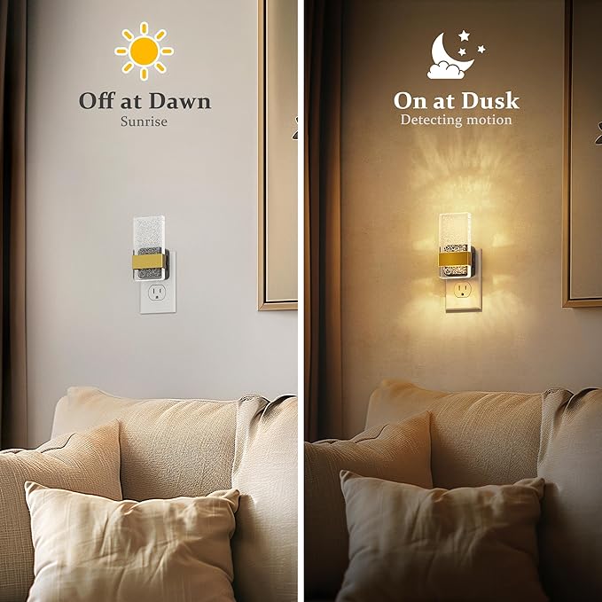 JandCase Night Lights Plug into Wall, Dusk to Dawn Sensor, 3000K Soft White LED, Acrylic Bubble Design, 0-100lm Adjustable Brightness, for Bedroom, Bathroom, Living Room, Hallway