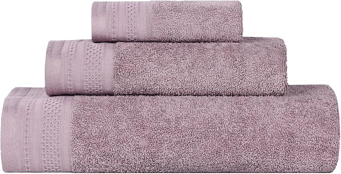 Superior Honeycomb Cotton Medium Weight Towels, for Guest Bath, Master Bathroom, Shower, Quick Dry, Adults, Home Essentials, Textured Waffle Border, Assorted Towel Set, 3 Piece Towel Set, Sea Fog