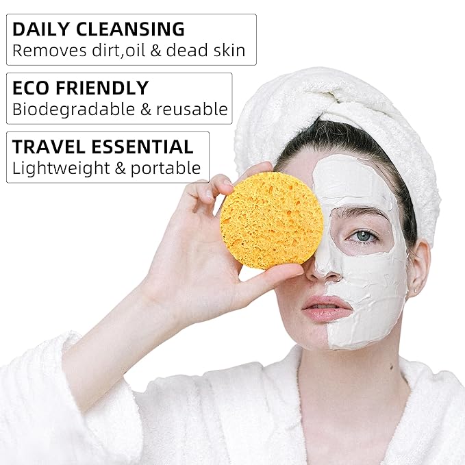 120-Count Compressed Facial Sponges|Kickleen 100% Natural Cellulose Cosmetic Spa Sponges for Daily Facial Cleansing|Makeup And Mask Removal|Exfoliating|Skin Massage|Pore Exfoliation (120Count(Yellow))
