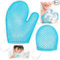 Karenhi 2 Pcs Honeycomb Exfoliating Glove Set Exfoliating Bath Mitt Honeycomb Face and Body Scrubber Shower Mitt for Cleaning Body Shower Face Skin Beauty Spa, Quick Drying(Blue)