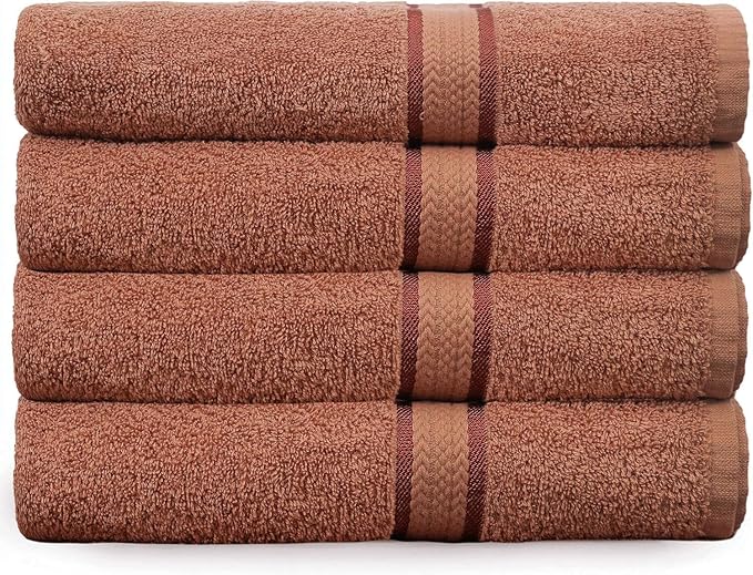 COTTON CRAFT Ultra Soft Bath Towels - 100% Cotton 4-Pack Plush Absorbent 580 GSM Luxury Bath Towels – Quick Dry Durable Machine Washable Oversized Towels for Bathroom Spa Gym – Mocha
