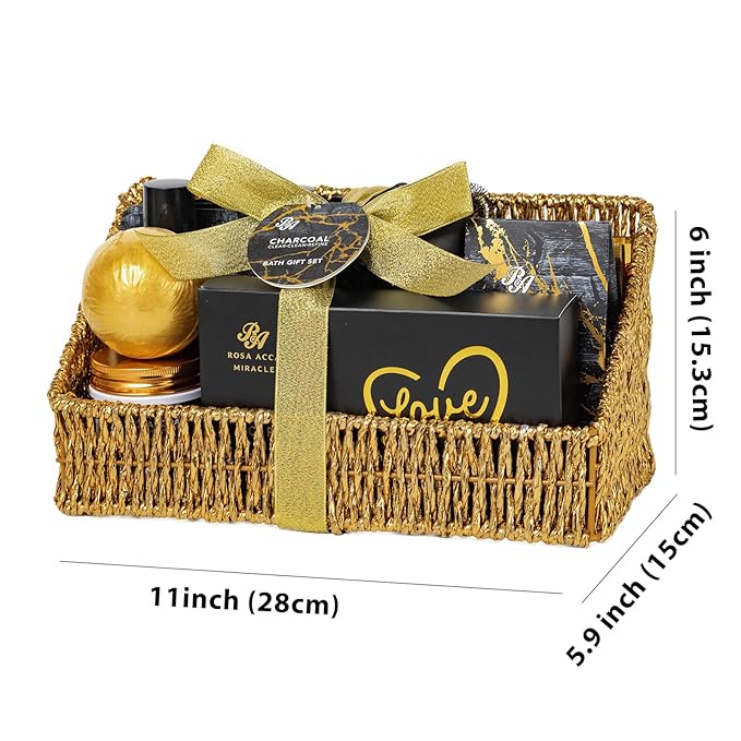 32 Pcs Mother's Day Gift for Mom, Charcoal Bath & Body Gift Basket Set for Women & Men, Hydrating Face Skin Care Set, Self-Care Relaxation Gift,Birthday, Christmas, Anniversary, Wife