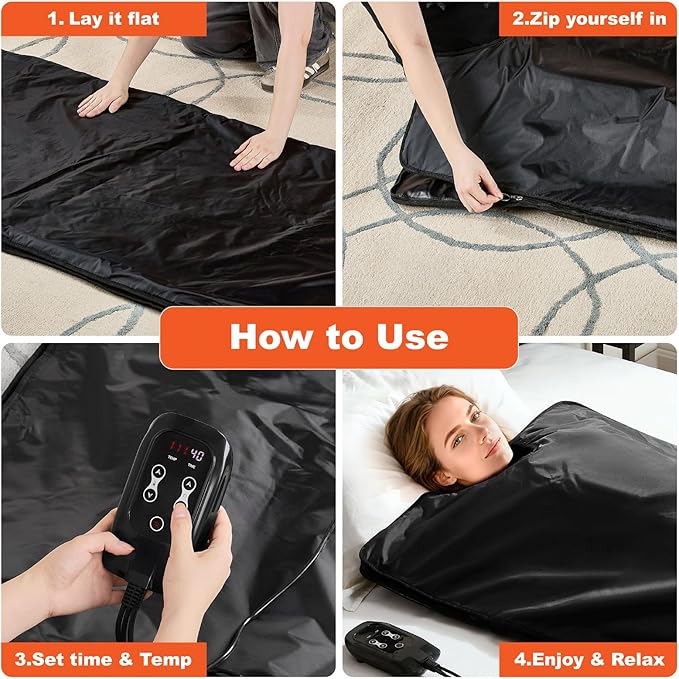 Portable Sauna Blanket PVC, Full Body Heated Bag for Home Use, Waterproof Foldable Design with Adjustable Temperature and Timer