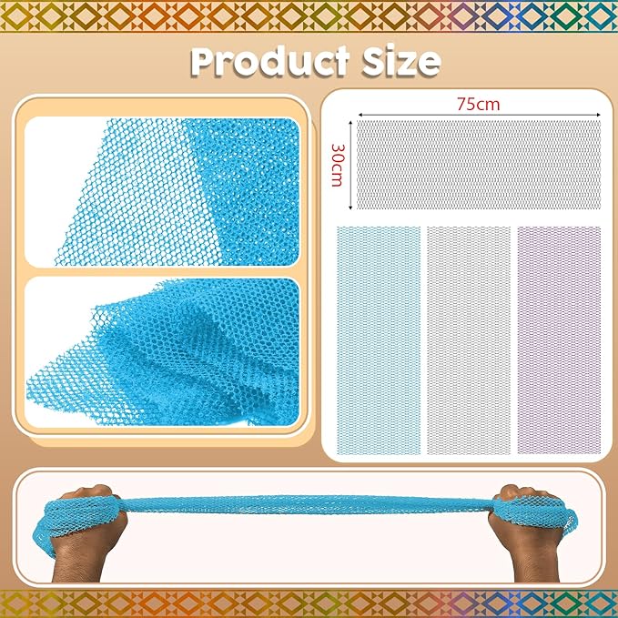 4PCS African Net Sponge - Exfoliating Bath Scrubber for Face/Body, Portable Travel Pack, Durable & Mild Exfoliation(Light Purple,Gray,Sky Blue,Black)
