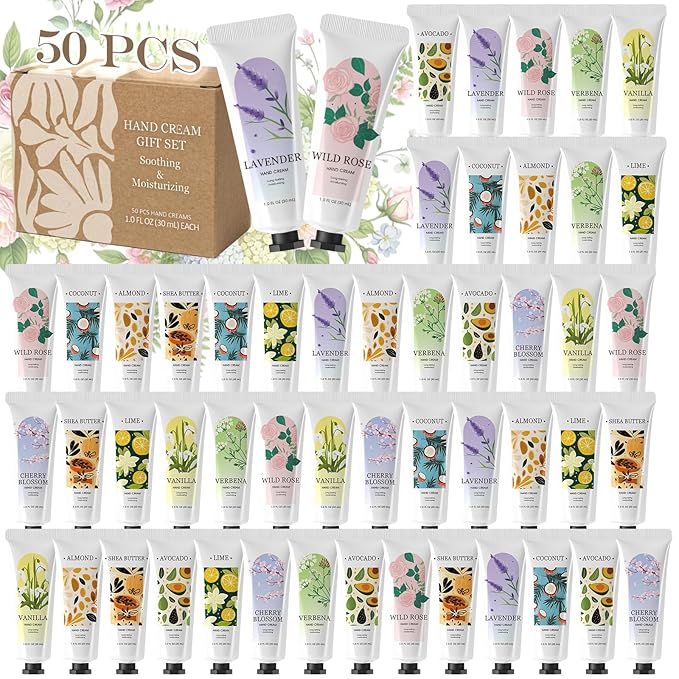 spa luxetique 50 Pack Hand Cream for Dry Cracked Hands,Mini Hand Lotion Travel Size for Women,Small Bridesmaid Proposal Gifts,Bulk Teacher Appreciation Gift Set,Bachelorette Party Favors