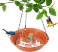 VUWEZ Hanging Bird Bath, Hanging Bird Water Feeder for Outdoors, Feeder Bowl, 1 Pack Birdbath Tray Accessories for Outside, Plastic Birdbaths Tray for Garden Patio Decoration (12", Terra Cotta)