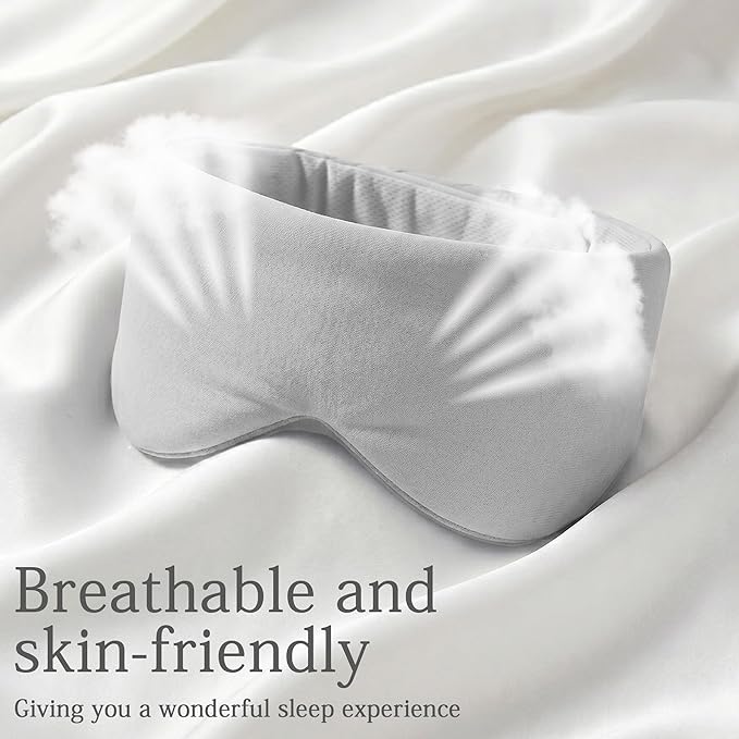 Silk Sleep Mask for Side Sleepers - Mulberry Silk Ultra Soft Light Blocking Eye Covers for Sleeping, Comfortable Eye Cover for Night Sleep Travel Airplane Home Sleepover Gift (Gray)