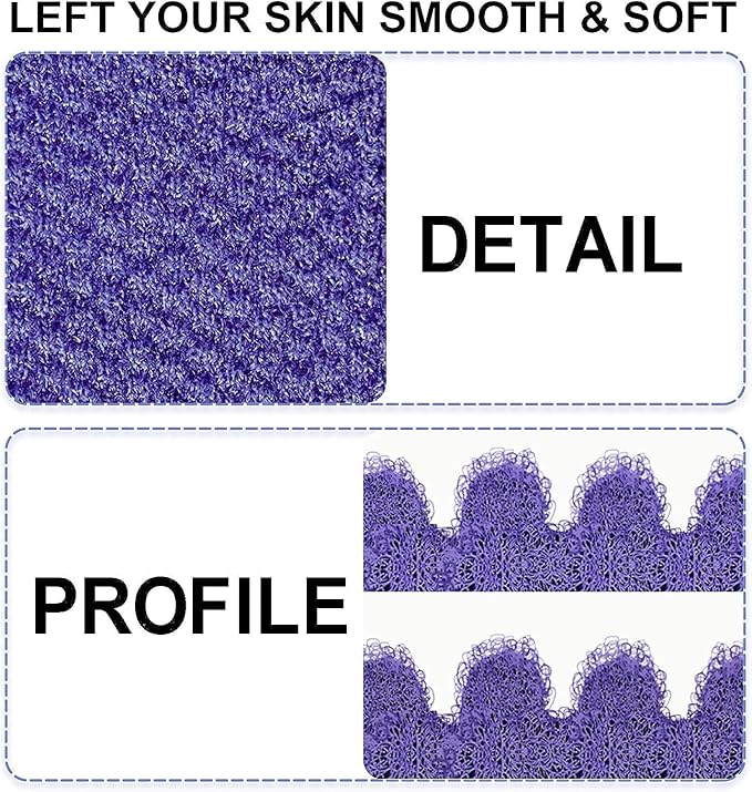 Evridwear Exfoliating Glove Shower Gloves Exfoliate Dead Skin for Dry Sensitive Skin No Irritation with Hanging Loop (Purple Deep Exfoliation)