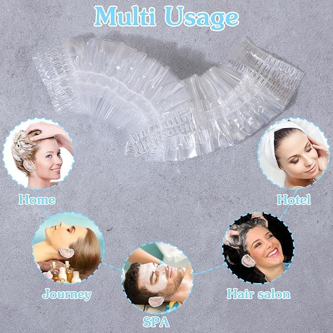 200PCS Disposable Ear Covers for Shower, Clear Waterproof Ear Covers for Bathing, Waterproof Plastic Ear-Protectors for Showering, Hair Dye, Spa, Salon and Beauty Treatments