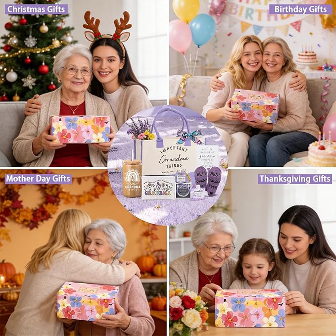 Grandma Gifts for Mothers Day, Mothers Day Grandma Gift Basket from Granddaughter Grandson Grandchildren Grandkids, Mother Days Gifts for Grandmother, Grandmother Gift for Birthday, Grandmas Presents