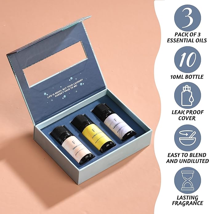 Folkulture Essential Oils for Laundry - Pack of 3 | Citrus, Fresh Linen & Lavender Laundry Essential Oils for Dryer Balls | Laundry Ball Scent Oil or Fragrance Oil for Home, Hotel | Everyday Gift