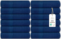 Medium Bath Towels Bulk Set of 12 – 100% Cotton Terry – 24" x 48" – Quick Dry, Soft & Highly Absorbent – Navy Blue Towels for Bathroom, Gym, Spa, Pool & Daily Use