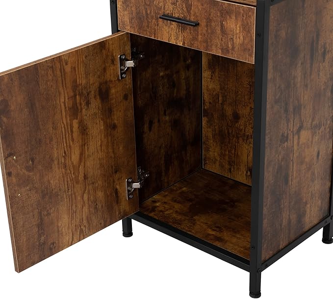 RESHABLE Industrial Salon Station with 3-Tier Storage Shelf, Cabinets and Storage for Hair Stylist, Beauty Spa Equipment, Rustic Brown