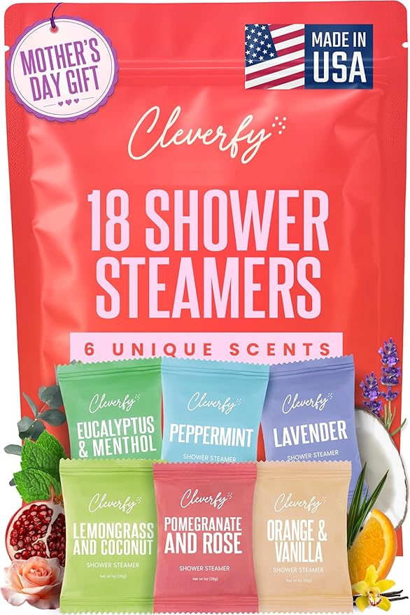 Cleverfy Shower Steamers Aromatherapy - Mothers Day Gifts for Mom, Wife from Husband, Grandma, Daughter and Sister - Birthday Gifts for Women, Mom, Teens, Girlfriend and Her - 18 Tablets