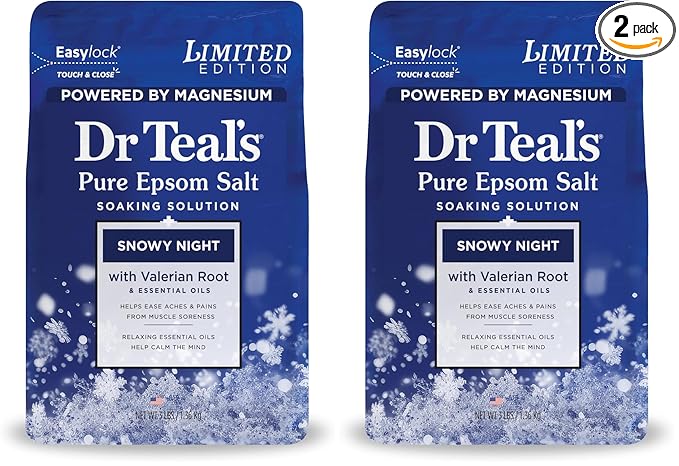 Dr Teal's Epsom Salt Magnesium Soak, Snowy Night, 3 lbs (Pack of 2)