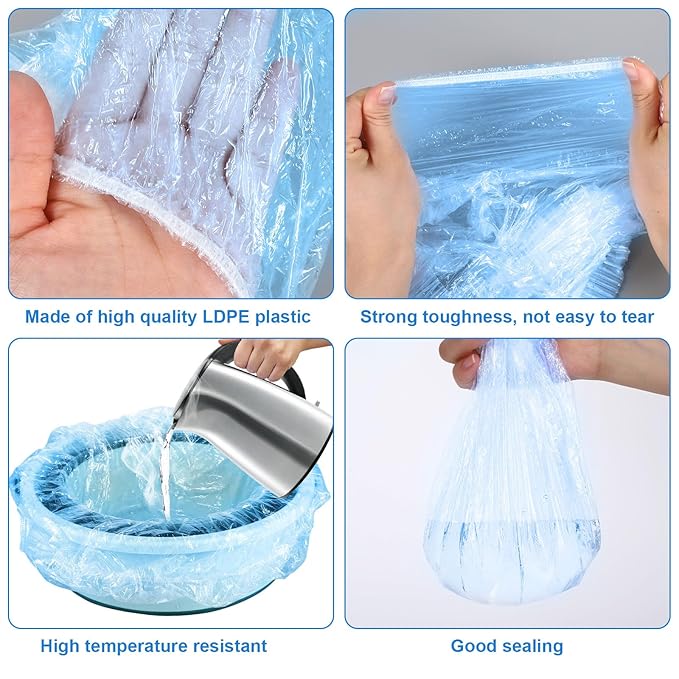 Transparent Blue Pedicure Liners Disposable, Pedicure Bowl Liners with Elastic Band, Unbreakable Pedi Liners Disposable, fits Most Pedicure Tub, for Pedicures Foot Spa Home Use (25pcs)